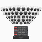 H800 - 4K 64 Channel 48 Cameras PoE Security System, Human & Vehicle Detection, Color & IR Night Vision, Built-in Mic, RTSP Supported, 16-Port PoE Switch Included